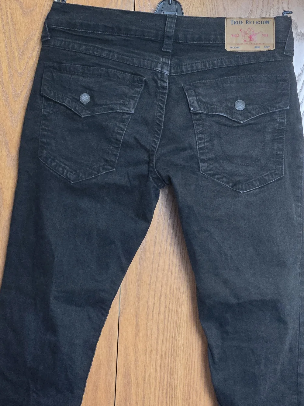True Religion Ricky Jeans Mens 34 X 30 Black Relaxed Straight Flap Pocket Denim